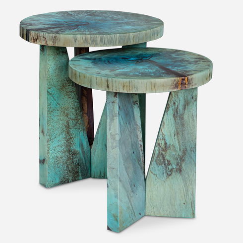 Nadette Blue Nesting Tables, S/2