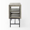 Arelius 36L x 18W x 32H Gray Wood, Black Metal Base with 2 Glass Doors Accent Cabinet thumbnail 4