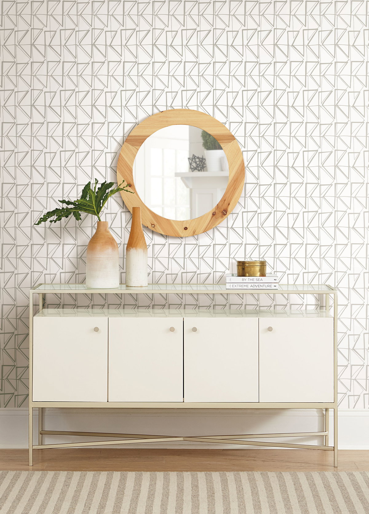 Love Triangles  Gold Metallic Peel & Stick Wallpaper, by York Wall, 20' length x 1'8.5" width x 0.02" depth View 3