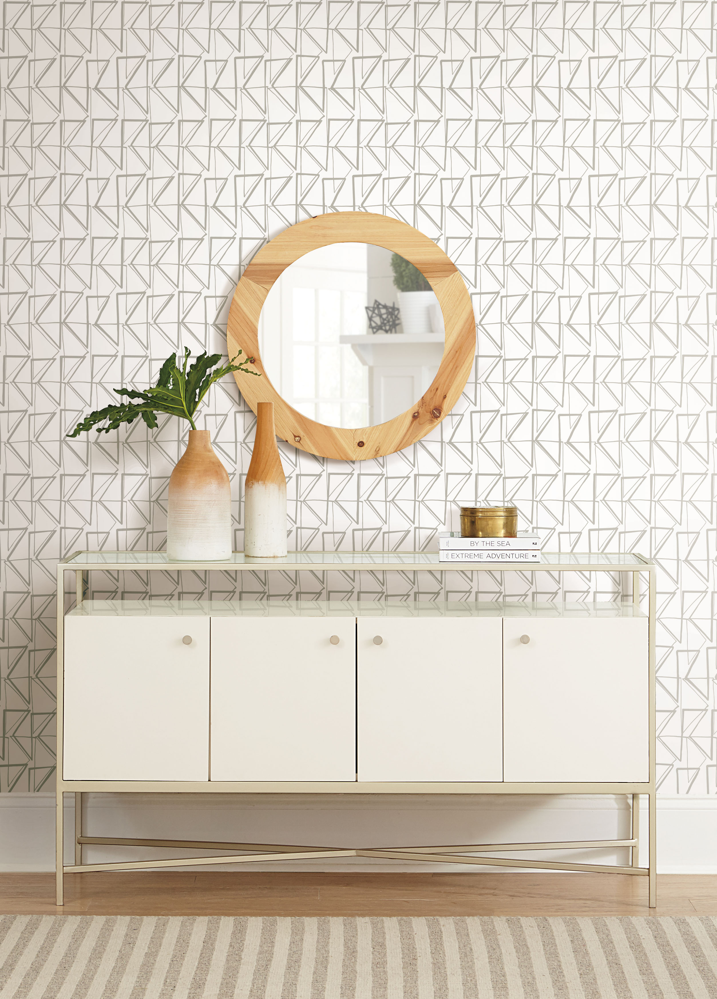 Love Triangles  Gold Metallic Peel & Stick Wallpaper large image 