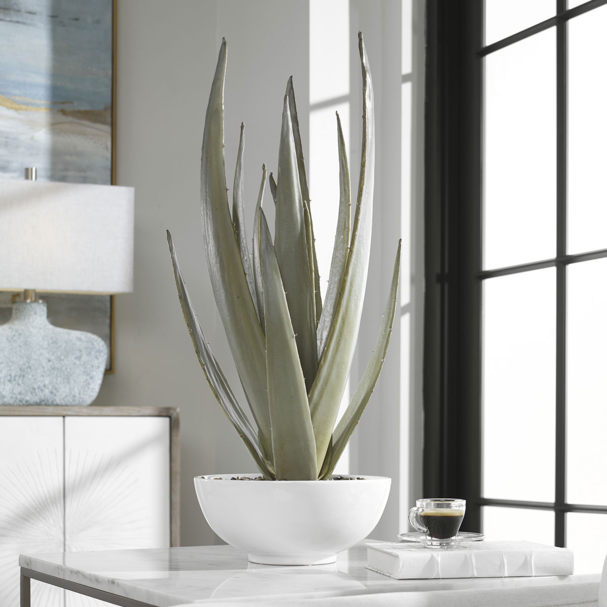 Evarado Aloe Planter, Artificial Plants & Flower by Uttermost, 16.75" width x 28.25" height x 16.75" depth View 5