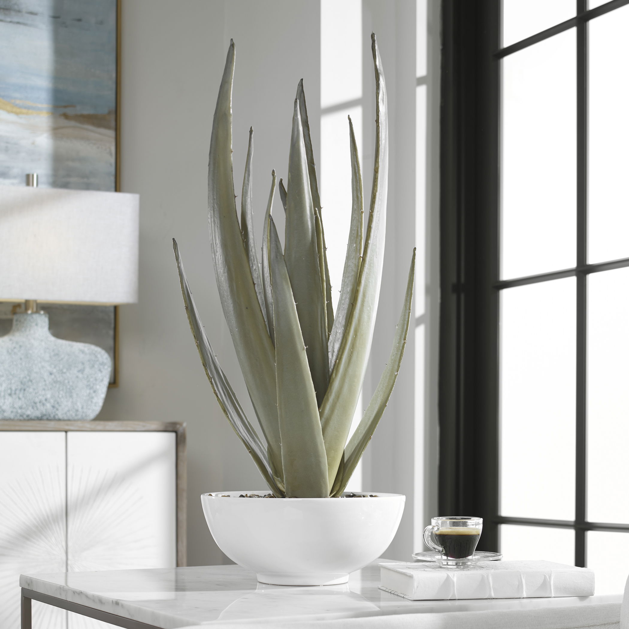 Evarado Aloe Planter, Decorative by Uttermost, 16.75" width x 28.25" height x 16.75" depth View 5