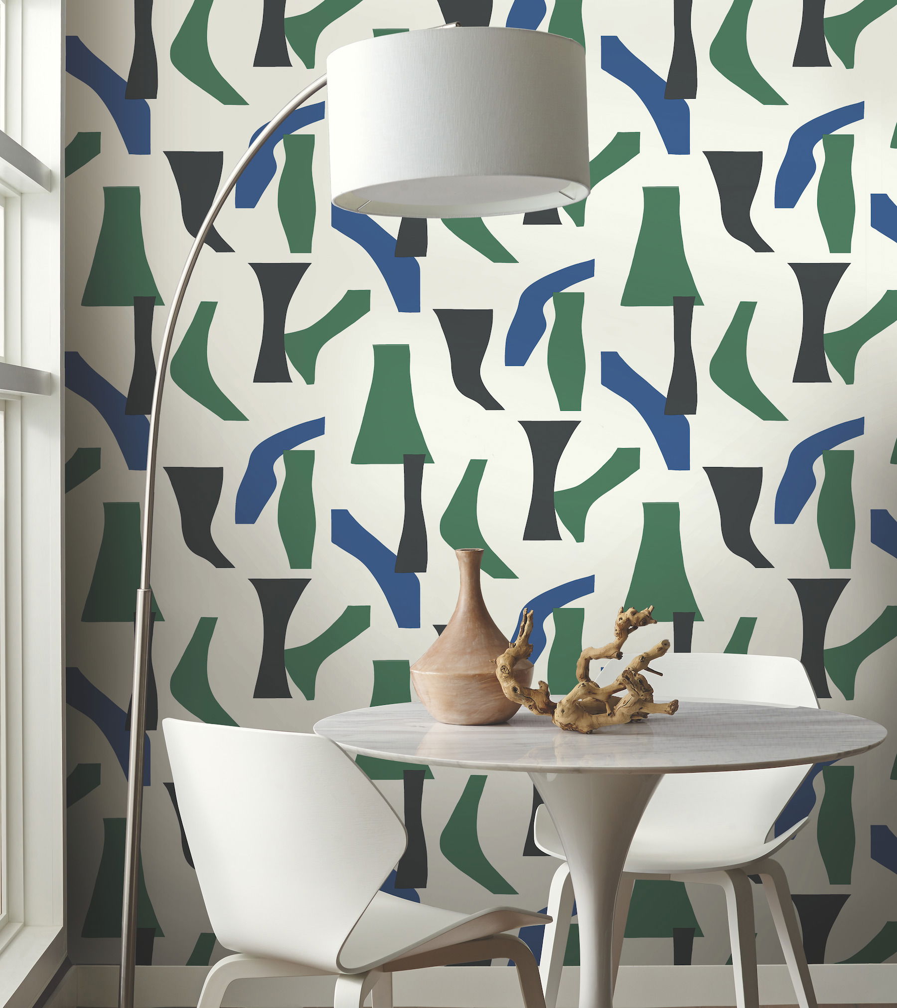 Modernist Green & Blue Peel & Stick Wallpaper large image 
