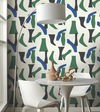 Modernist Green & Blue Peel & Stick Wallpaper thumbnail 1