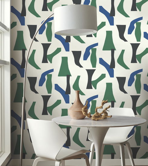 Modernist Green & Blue Peel & Stick Wallpaper