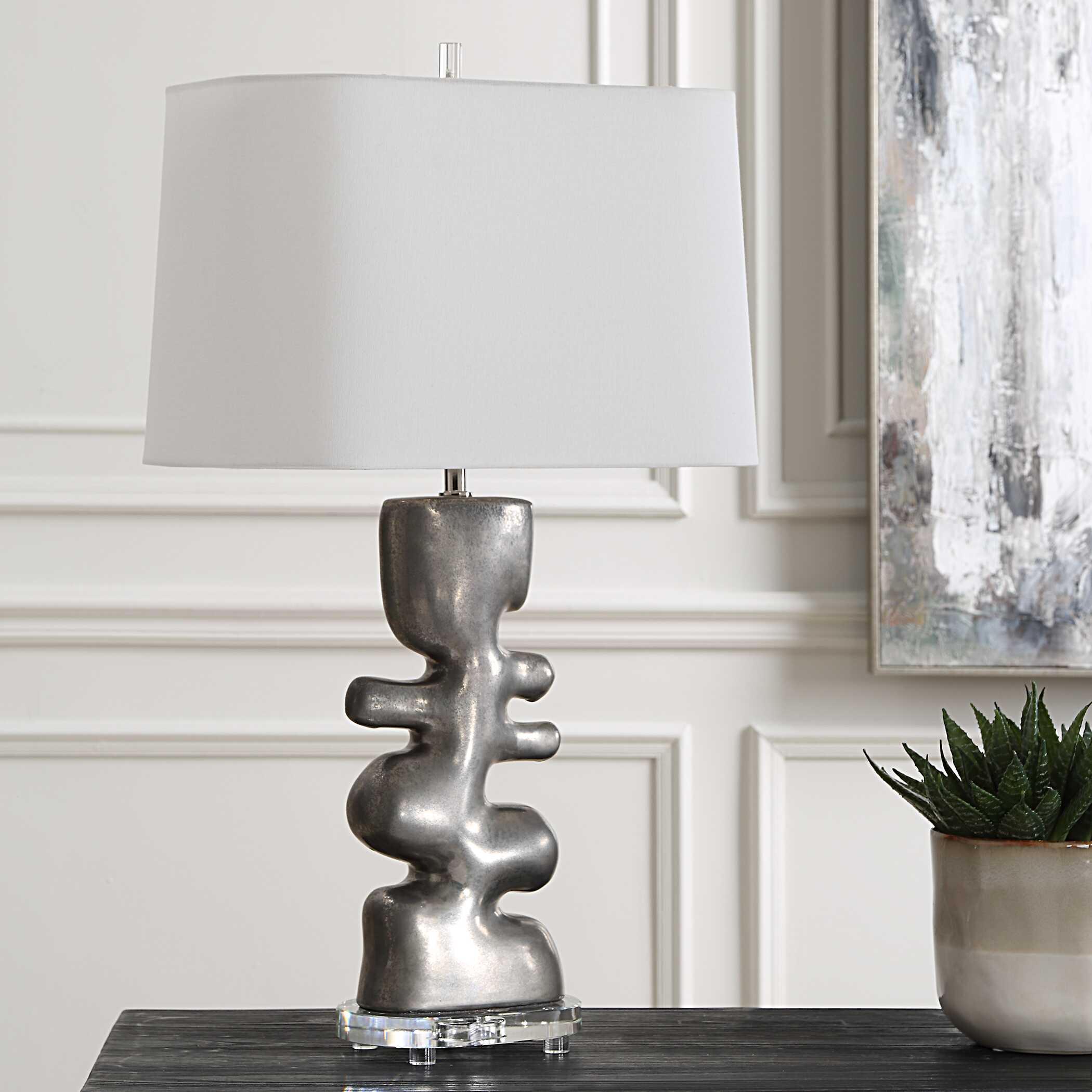 Free Flowing Nickel Table Lamp, by Uttermost, 16" width x 28.5" height x 10.5" depth View 4