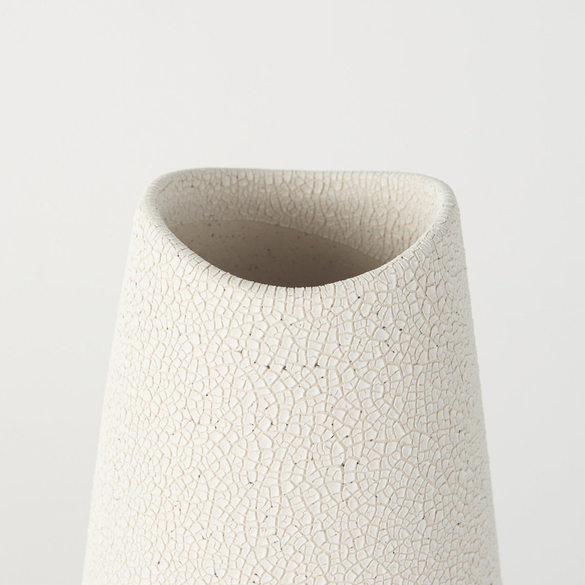 Salar  Cream Conical Crackled Ceramic Vase, by Mercana, 5.91" length x 5.91" width x 13.98" height View 4