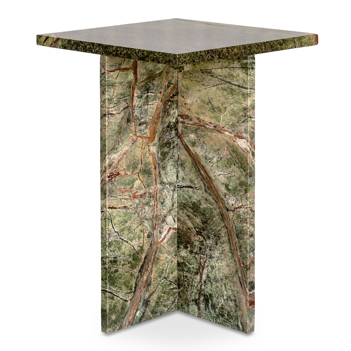 Blair Accent Table Rainforest Green Marble, Side & End Table by Moe's Home, 14" width x 20" height x 14" depth View 2