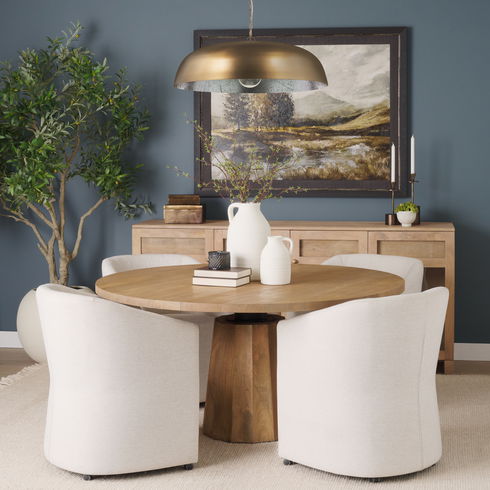 Sanne Antiqued Gold Metal with Silver Foil Wide Pendant Light