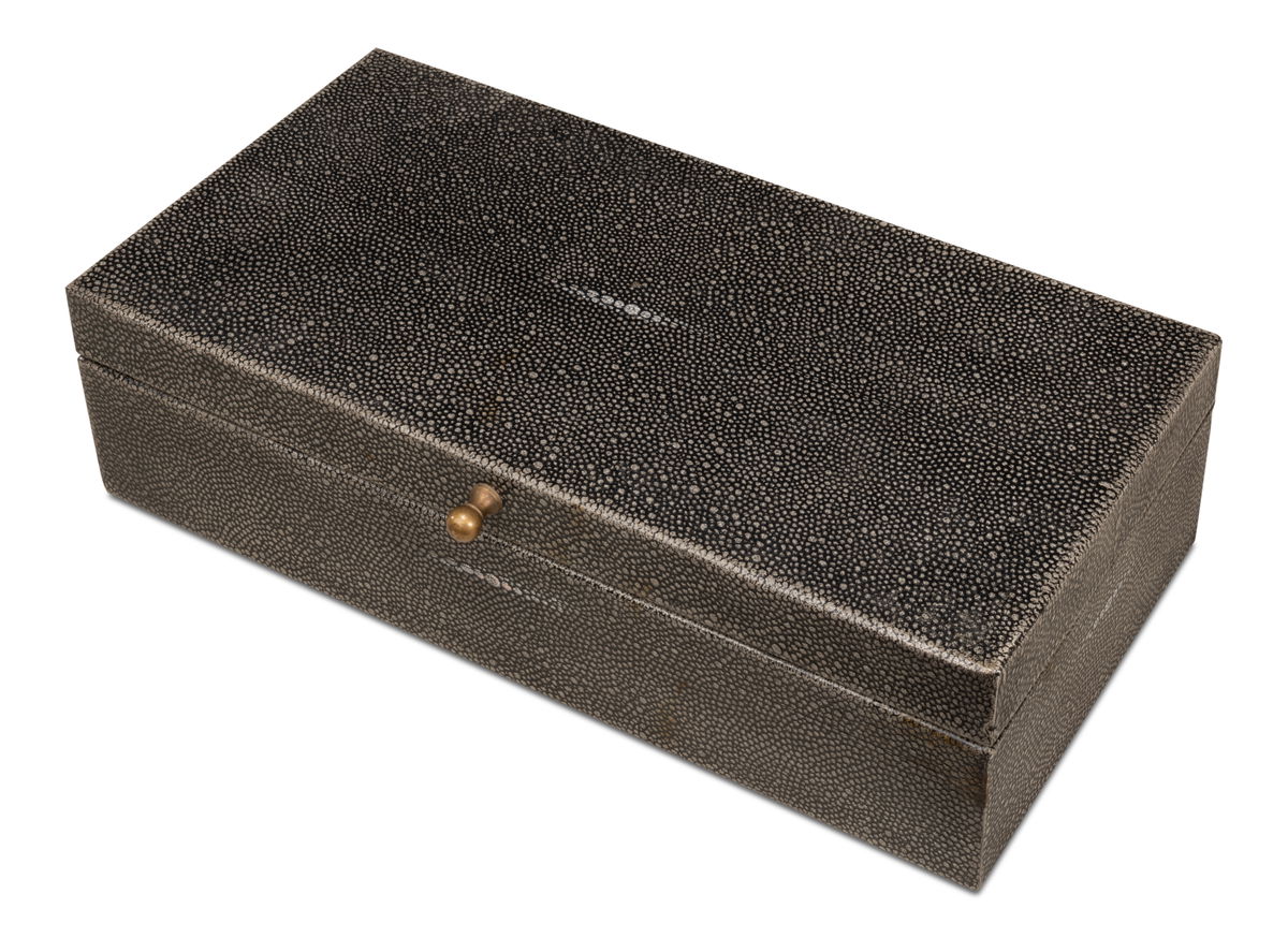 Gatsburg  Shagreen Box  Ant.Grey S/2, by Sarreid, 6" length x 1' width x 3" height View 5