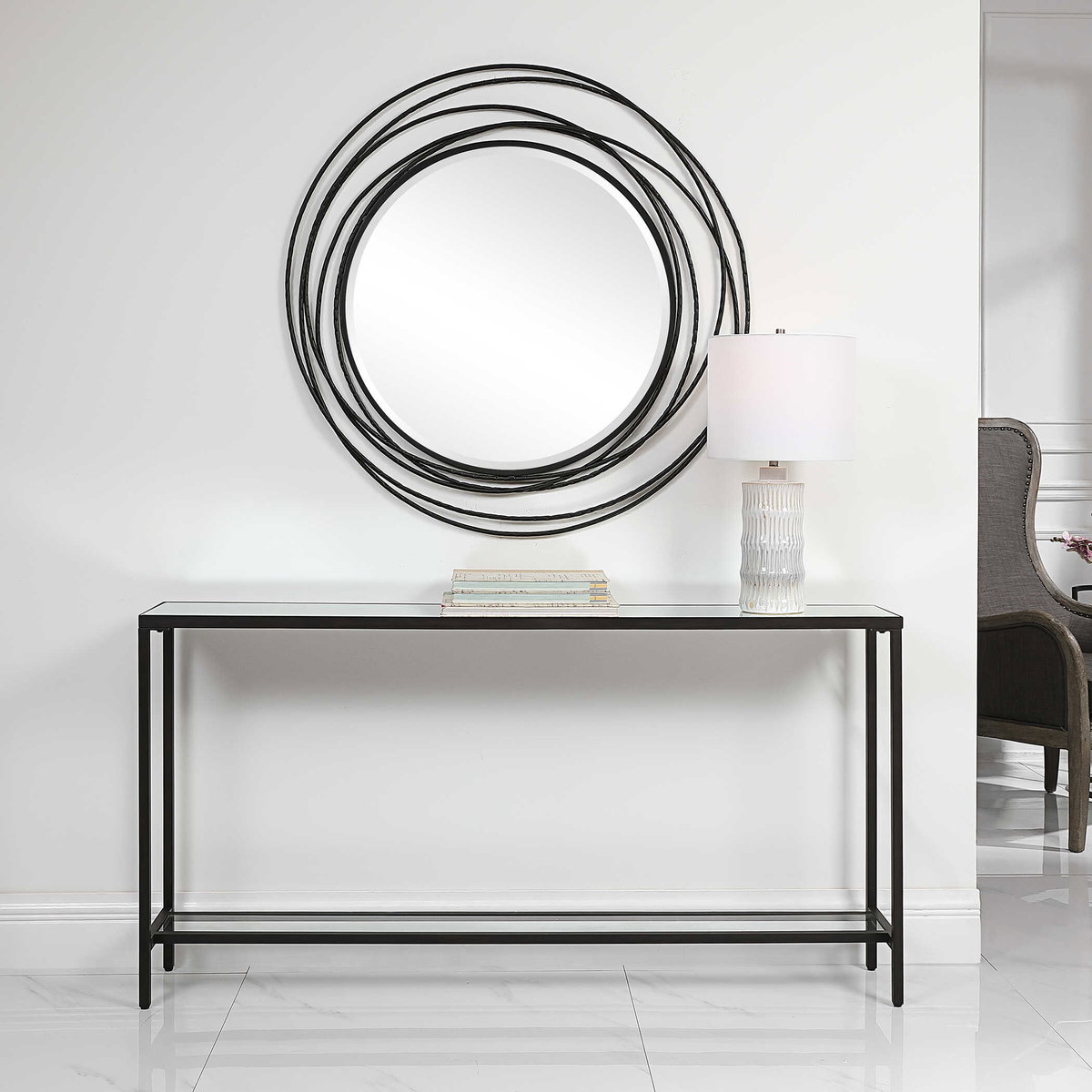 Hayley Black Console Table, by Uttermost, 60" width x 31" height x 10" depth View 6