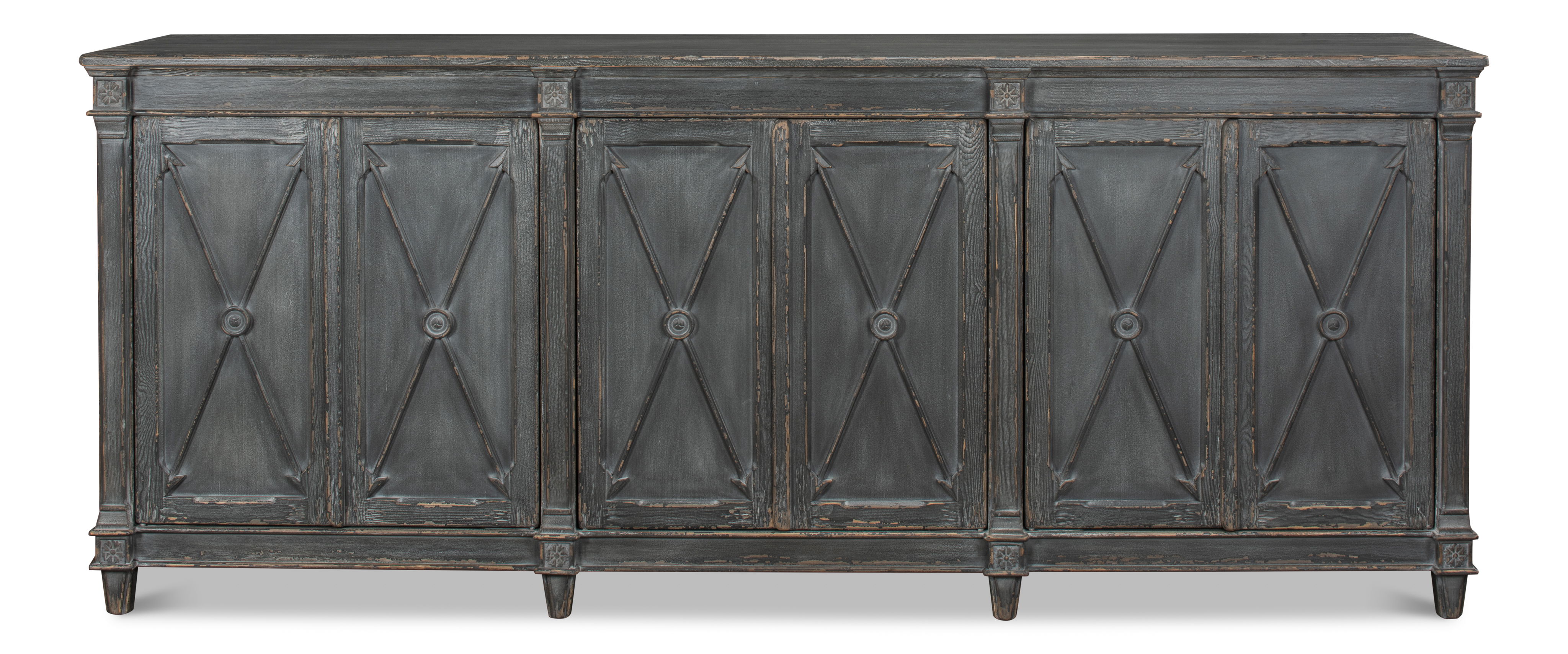Marksman Sideboard, Concrete Grey, Cabinets & Sideboard by Sarreid, 96" length x 20" width x 39" height View 2
