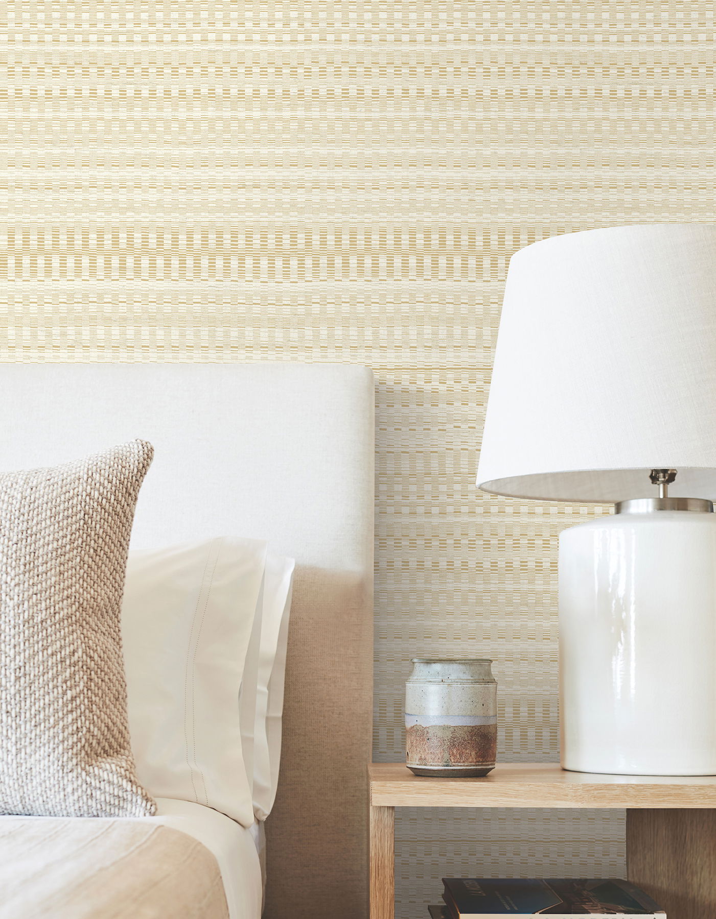 Tapestry Stitch Mustard Wallpaper large image 