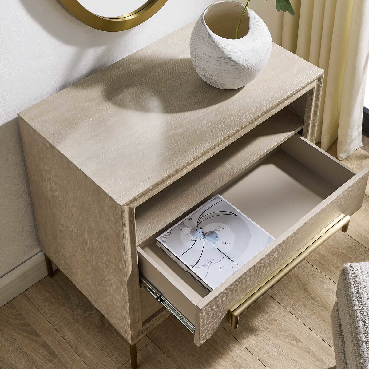 Alessia Modern Light Oak Side Table, Side & End Table by Uttermost, 32" width x 29" height x 19" depth View 5