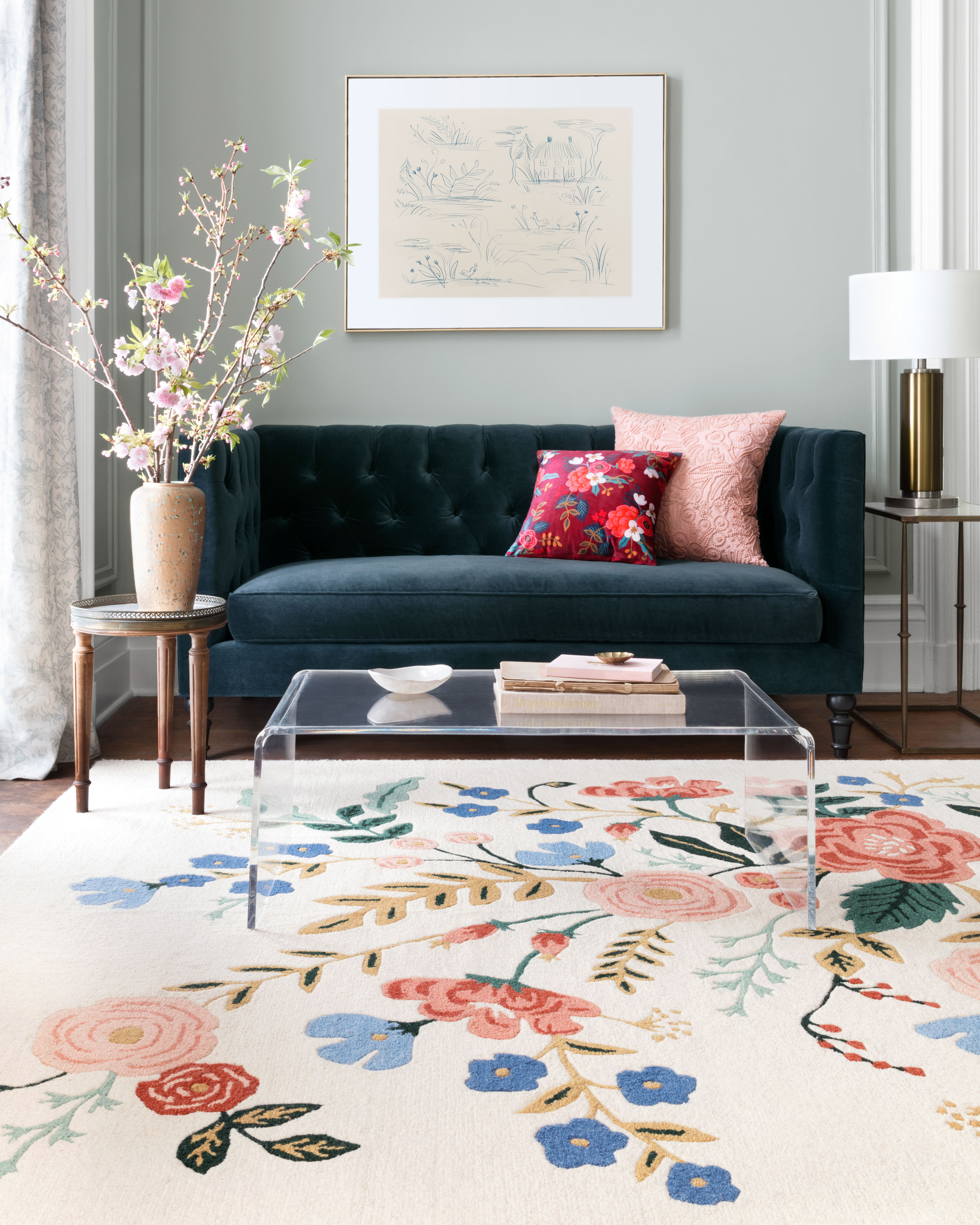 Rifle Paper Co. x Loloi Les Fleurs Rug, 1'6" length x 1'6" width View 2