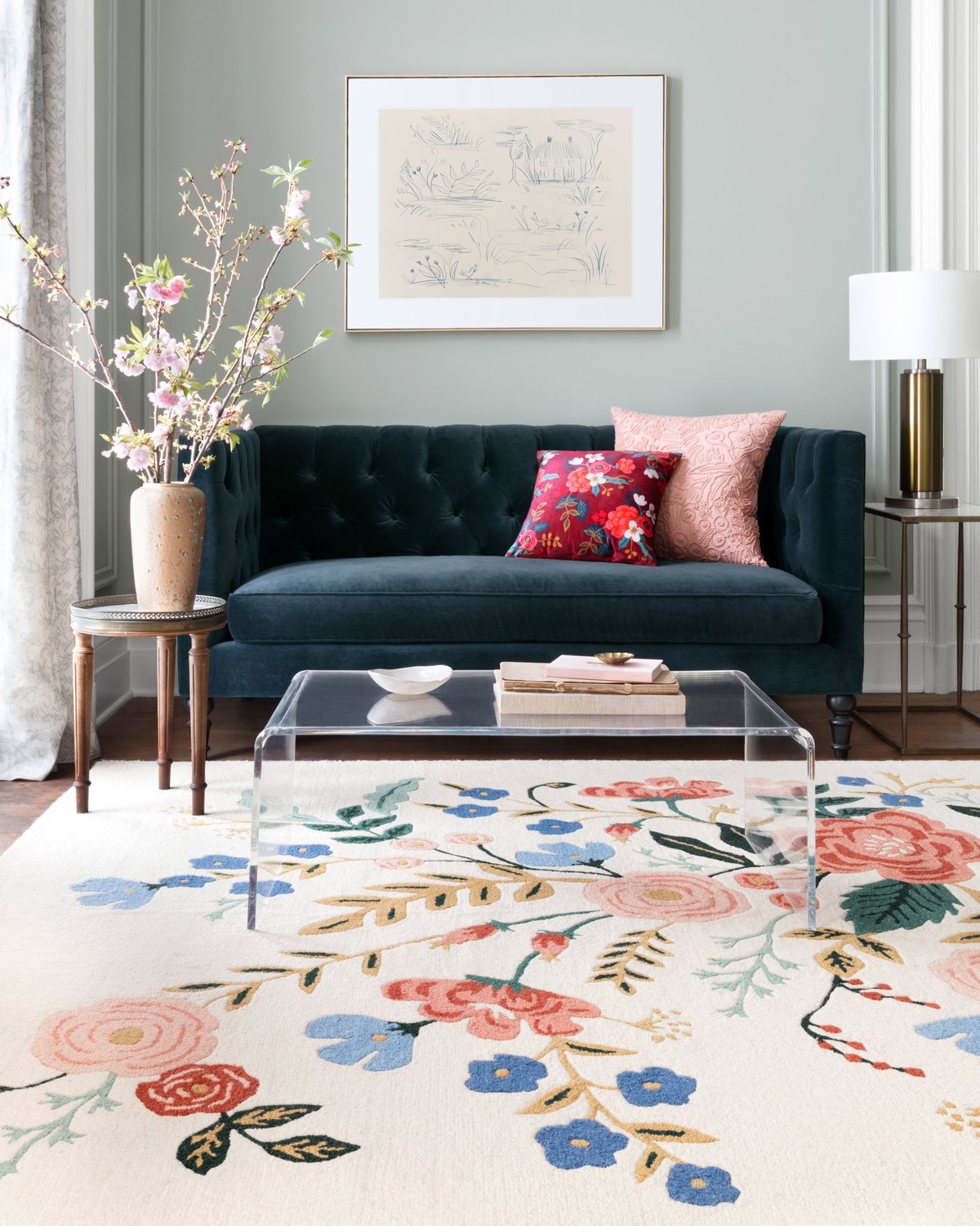 Rifle Paper Co. x Loloi Les Fleurs Rug, 2'6" length x 7'6" width View 2