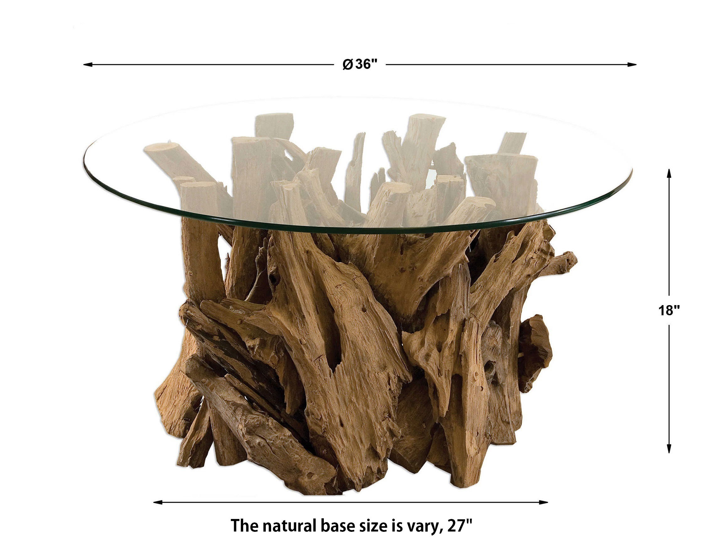 Driftwood Glass Top Cocktail Table large image 