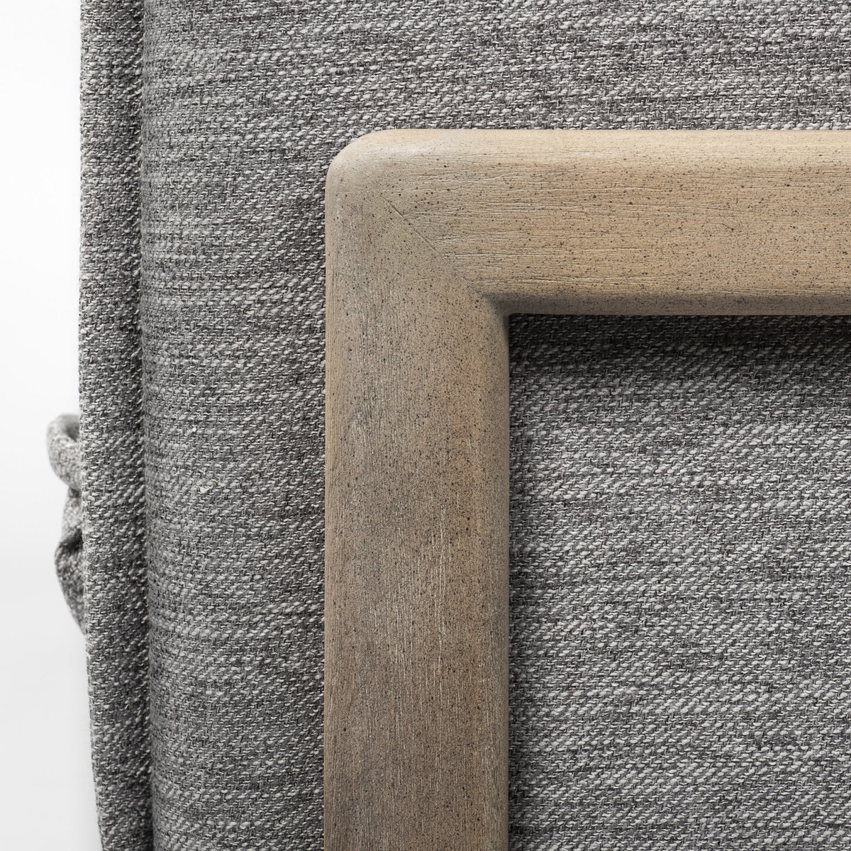 Roy II Castlerock Gray Upholstered and Brown Wood Frame Arm Chair, Accent Chair by Mercana, 43.31" length x 41.73" width x 33.07" height View 9