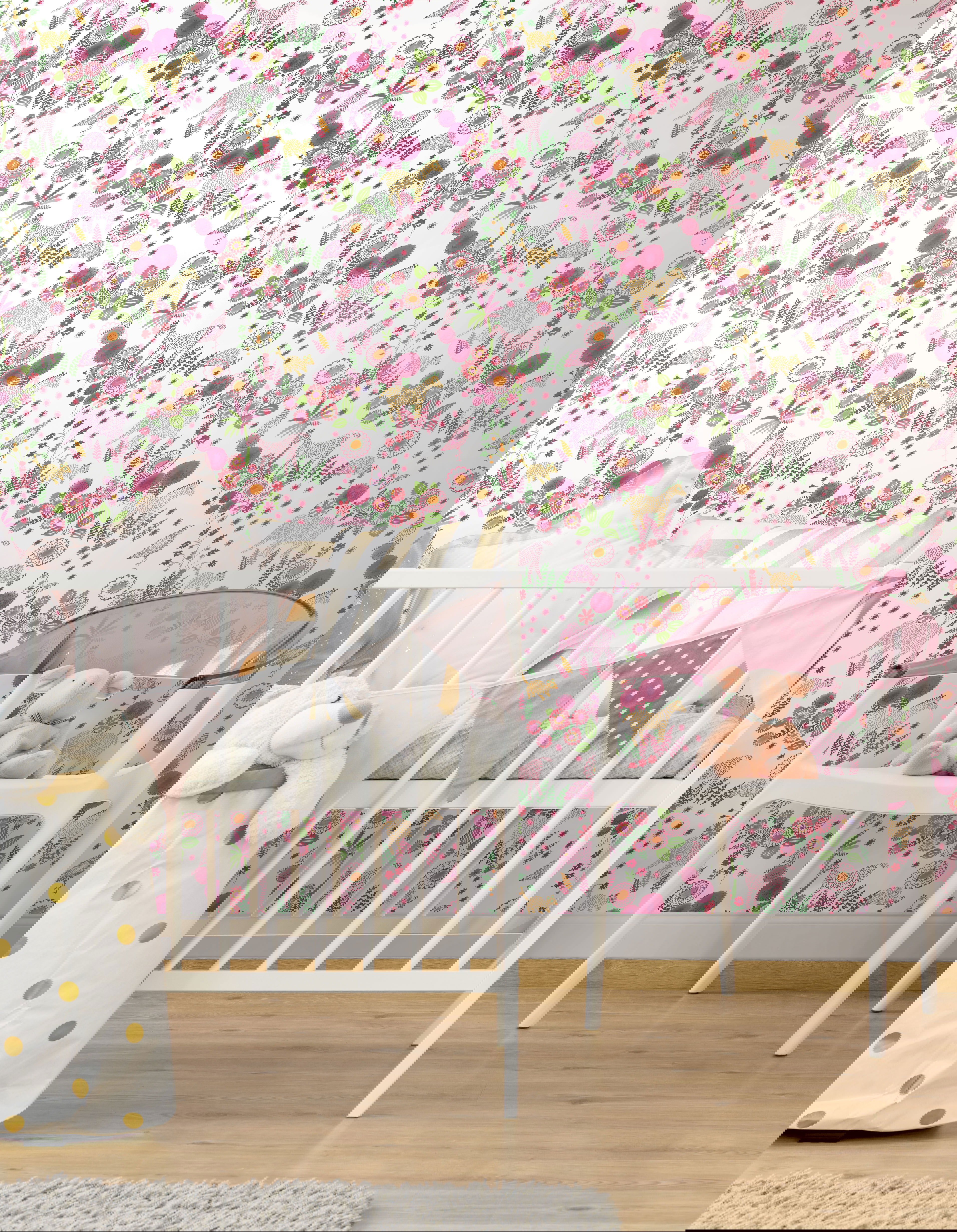 Reverie Pink & Green Peel & Stick Wallpaper large image 