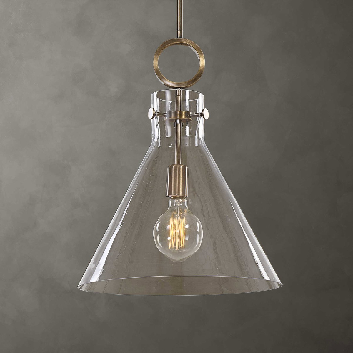Imbuto Funnel Glass 1 Light Pendant, by Uttermost, 1'2.5" width x 1'7" height x 1'2.12" diameter x 1'2.12" depth View 1