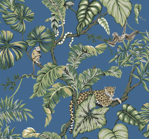 Jungle Cat Blue Wallpaper