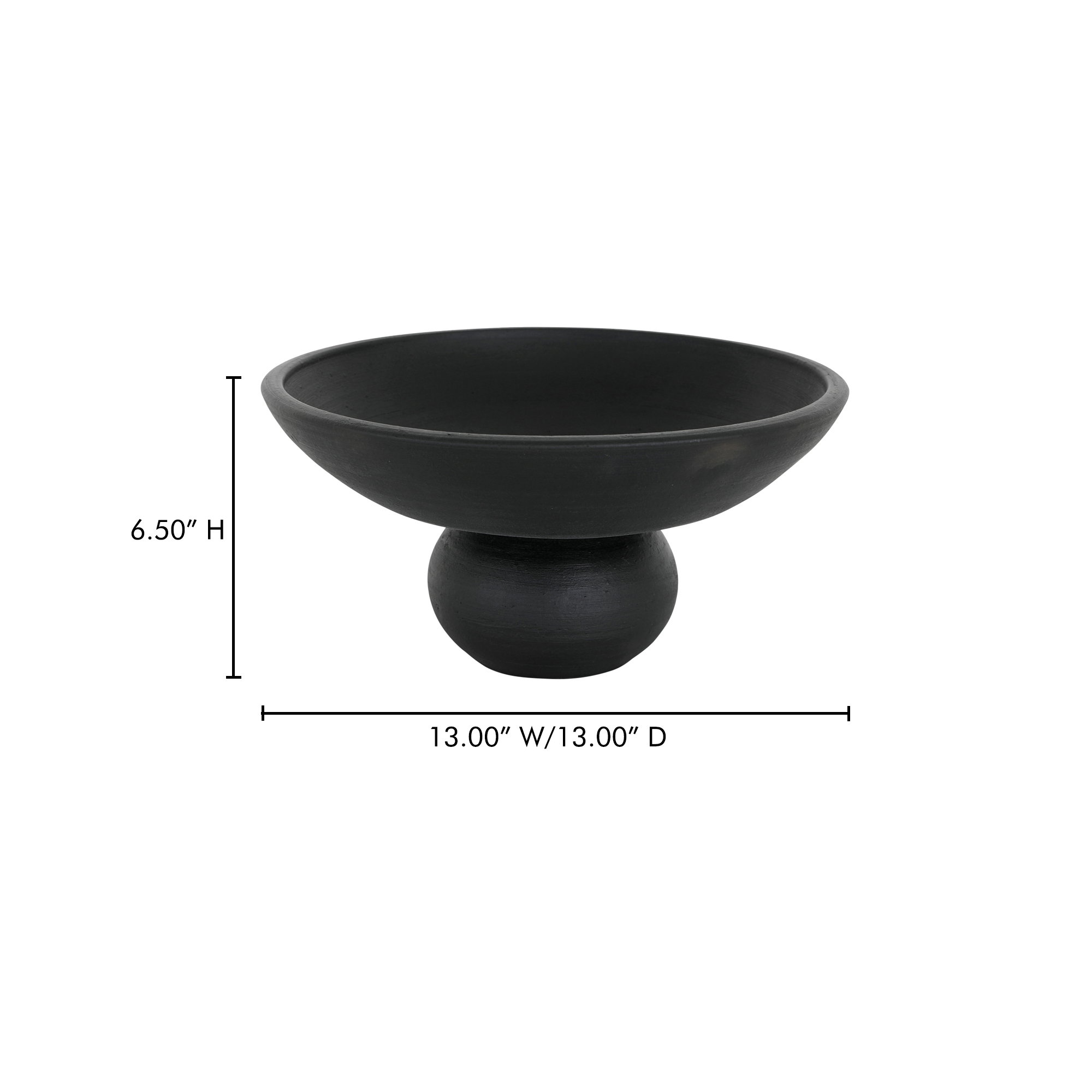Asha Decorative Bowl Black Terracotta, by Moe's Home, 13" width x 6.5" height x 13" depth View 6
