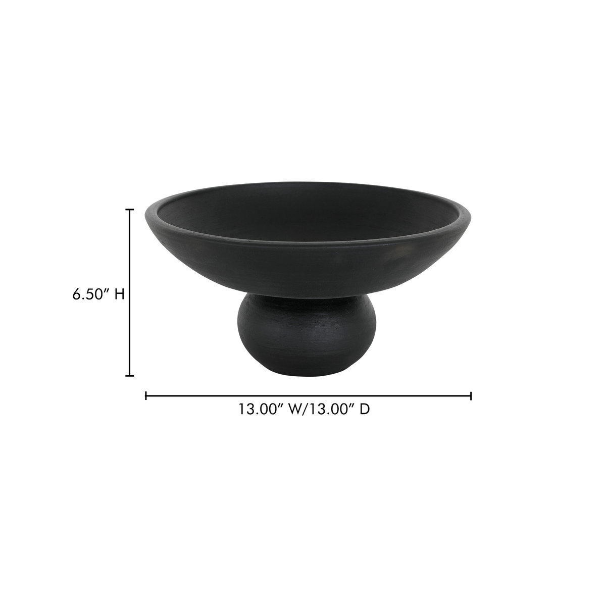 Asha Decorative Bowl Black Terracotta, by Moe's Home, 13" width x 6.5" height x 13" depth View 6