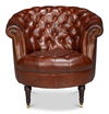 Bastian Armchair, Newark Brown Leather, Seating by Sarreid, 33" length x 33" width x 31" height thumbnail 2