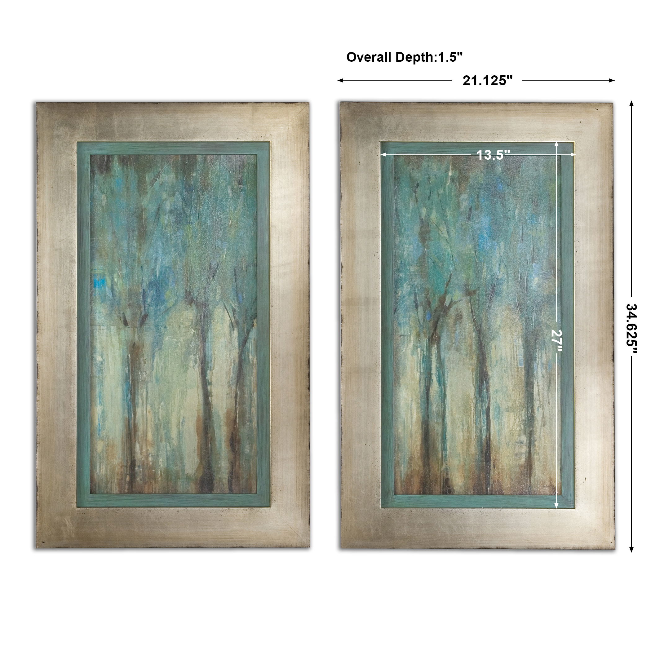 Whispering Wind Framed Art Set/2, Painting by Uttermost, 21.12" width x 34.62" height x 1.5" depth View 3