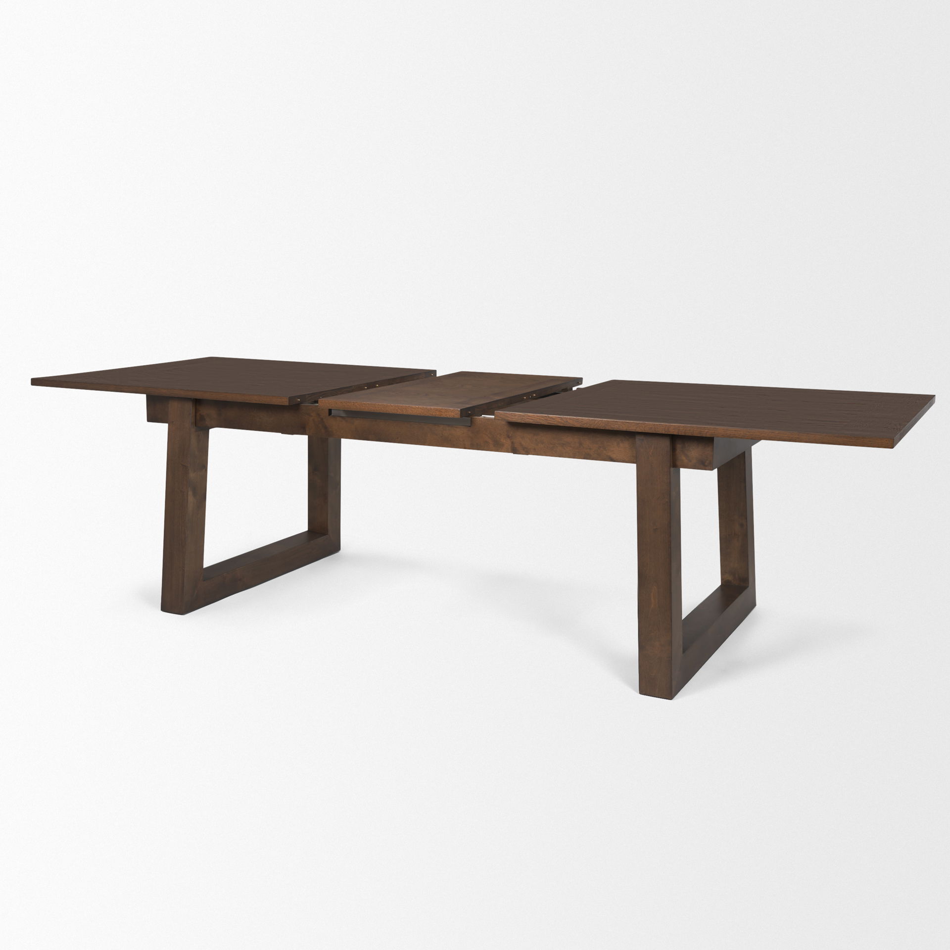 Takota Dark Brown Rectangular Oak Wood with Birch Wood Legs Extendable Dining Table, by Mercana, 106.25" length x 39.25" width x 30.75" height View 13