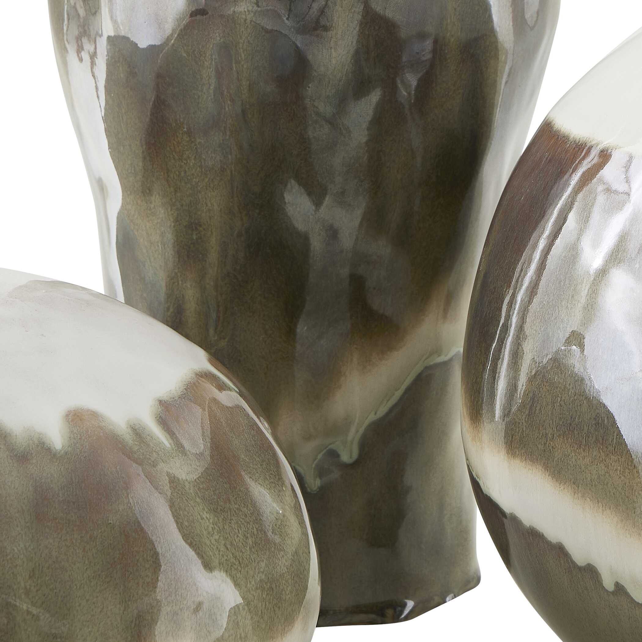 Earthflow Glazed Outdoor Vases Set/3, Decorative by Uttermost, 6.29" width x 14.25" height x 6.29" depth View 5