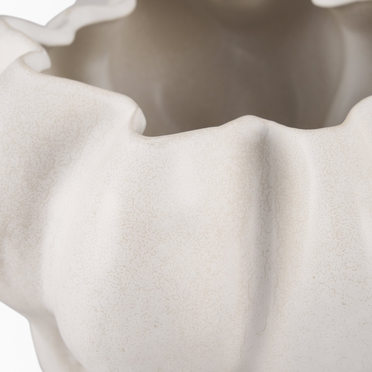 Vanna Sculptural Cream Glazed Ceramic Vase, by Mercana, 11.81" length x 11.61" width x 11.81" height View 6