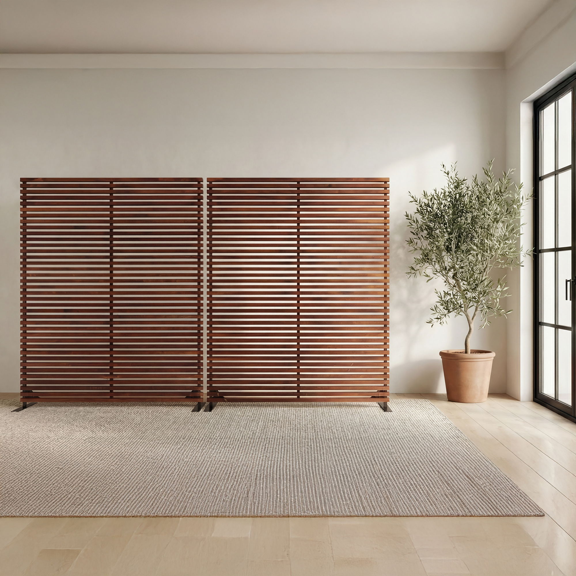 Damani Screen Brown, Room Divider by Moe's Home, 119" width x 72" height x 3" depth View 5