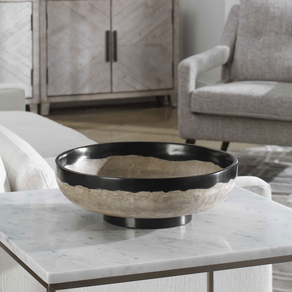 Rastia Terrazzo Bowl, Decorative Tray by Uttermost, 14.25" width x 4.75" height x 14.25" depth View 7