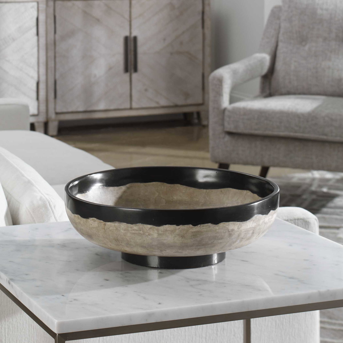 Rastia Terrazzo Bowl, Decorative Tray by Uttermost, 14.25" width x 4.75" height x 14.25" depth View 7