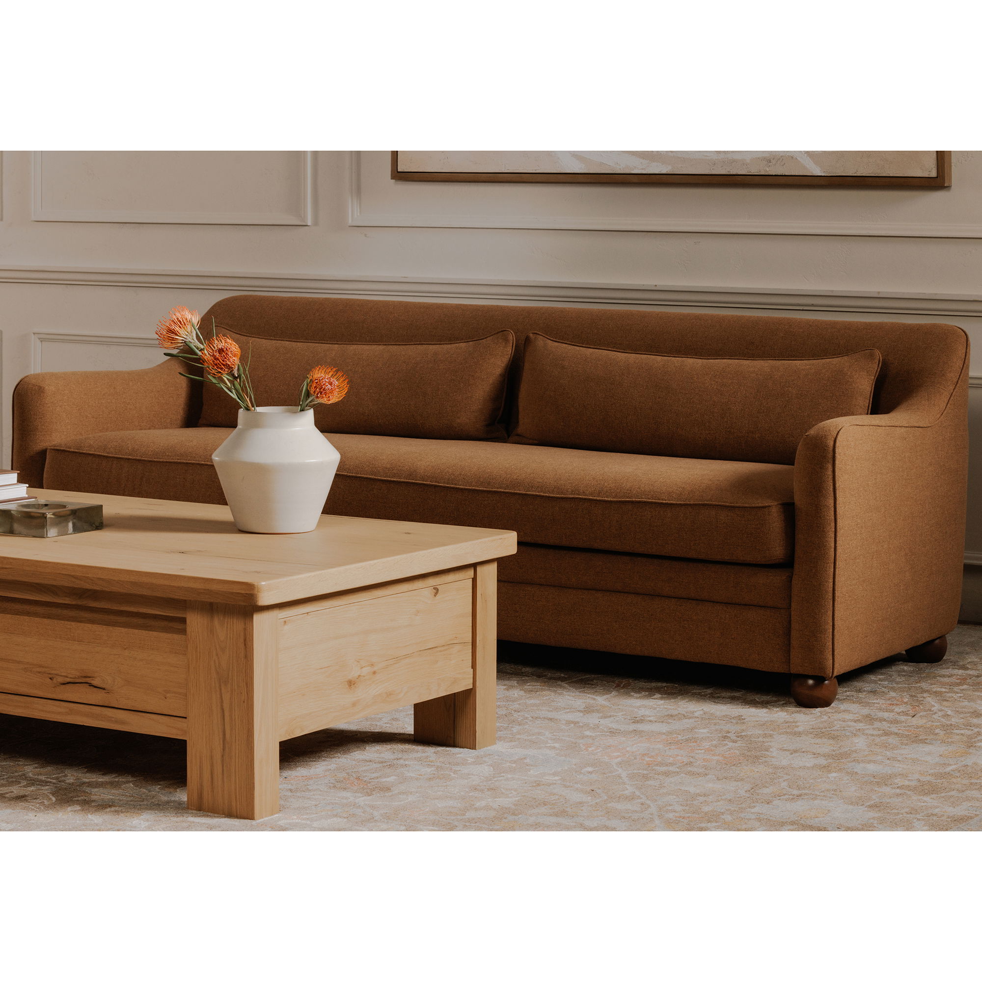 Amira Sofa Rust, Sofas & Sectional by Moe's Home, 91.2" width x 32.3" height x 35.4" depth View 7