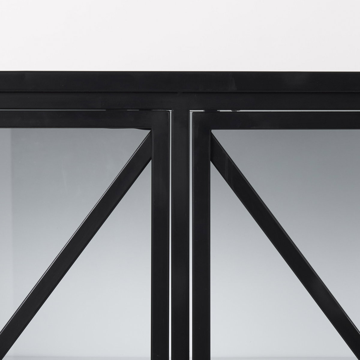 Aurelia  Black and White Metal Four Door Glass Cabinet, Sideboards & Buffet by Mercana, 79" length x 16" width x 33" height View 8