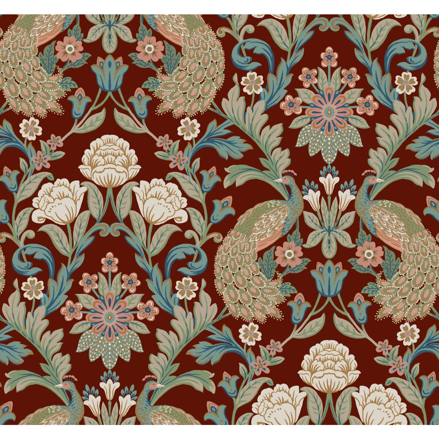 Plume Dynasty Red Metallic Wallpaper large image 