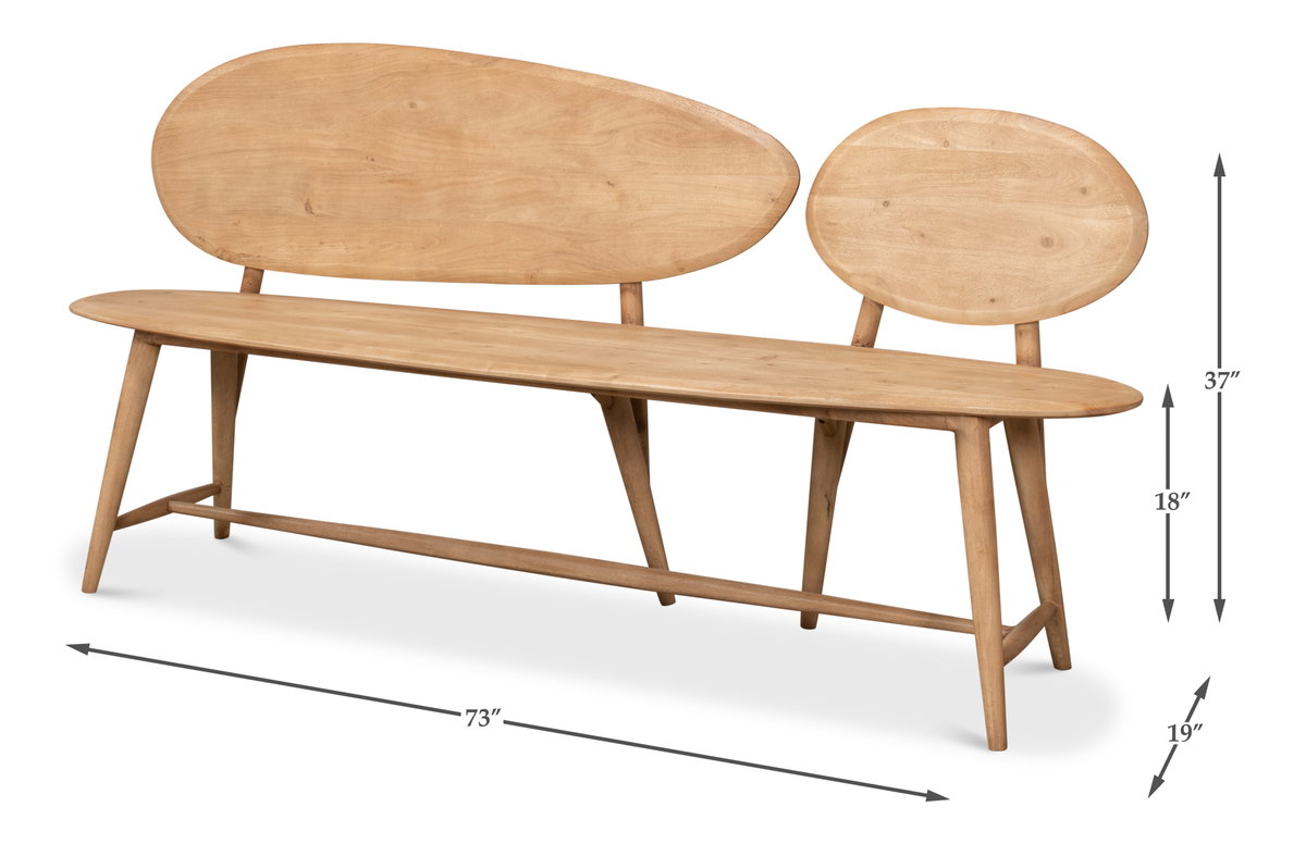 Pebble Bench, by Sarreid, 1'7" length x 6'1" width x 3'1" height View 14