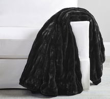 Online Designer Other Faux Fur Ruched Throw, 60 x 80", Black