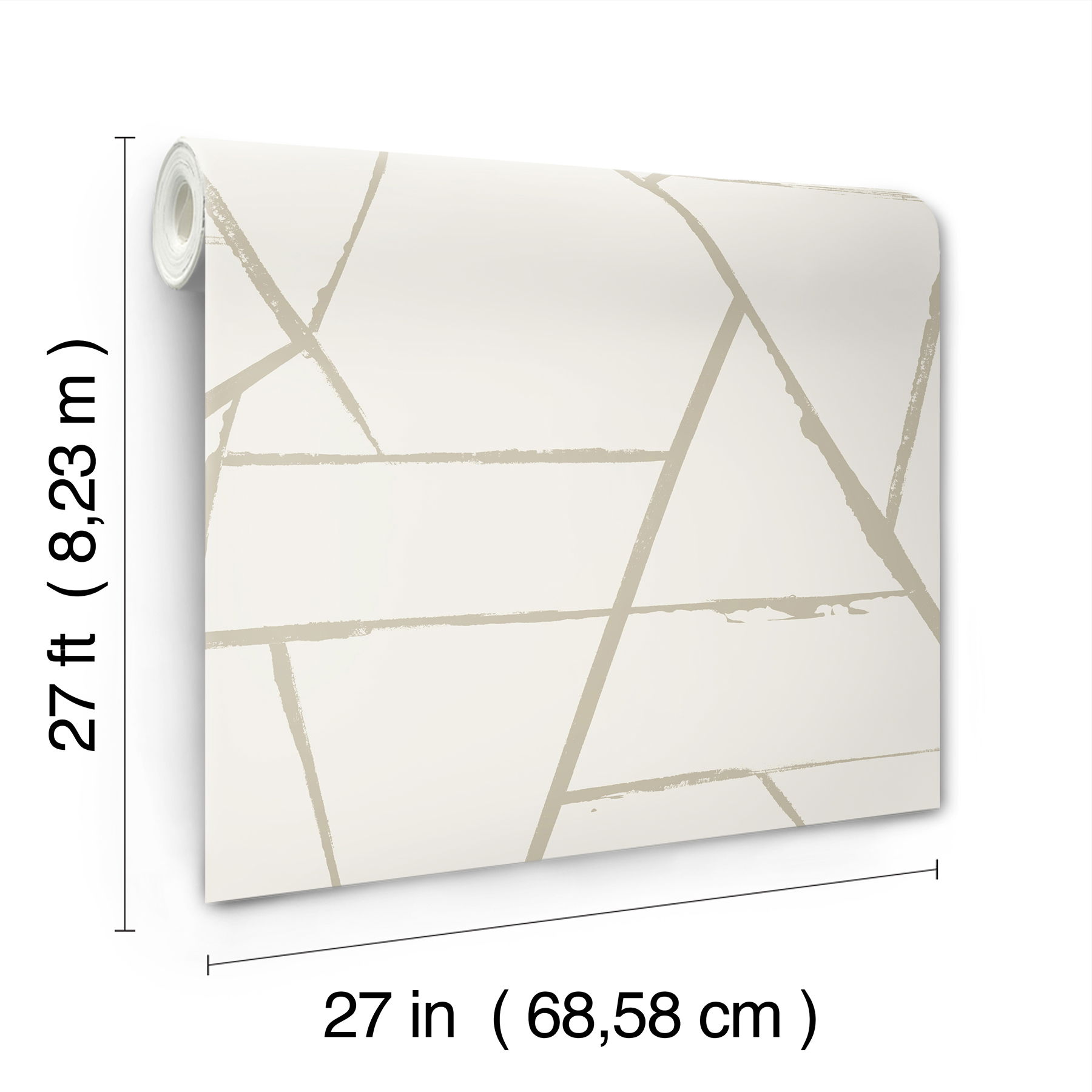 Intersect Beige Metallic Wallpaper large image 