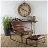 Hornet I 14'H Brown Leather Black Metal Base Ottoman thumbnail 2