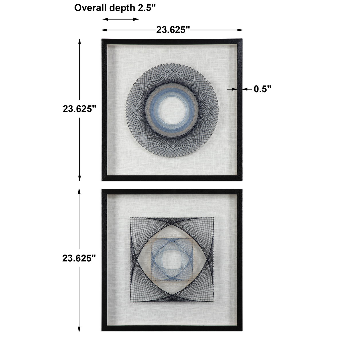 String Duet Geometric Art Set/2, by Uttermost, 1'11.62" width x 1'11.62" height x 2.5" depth View 3