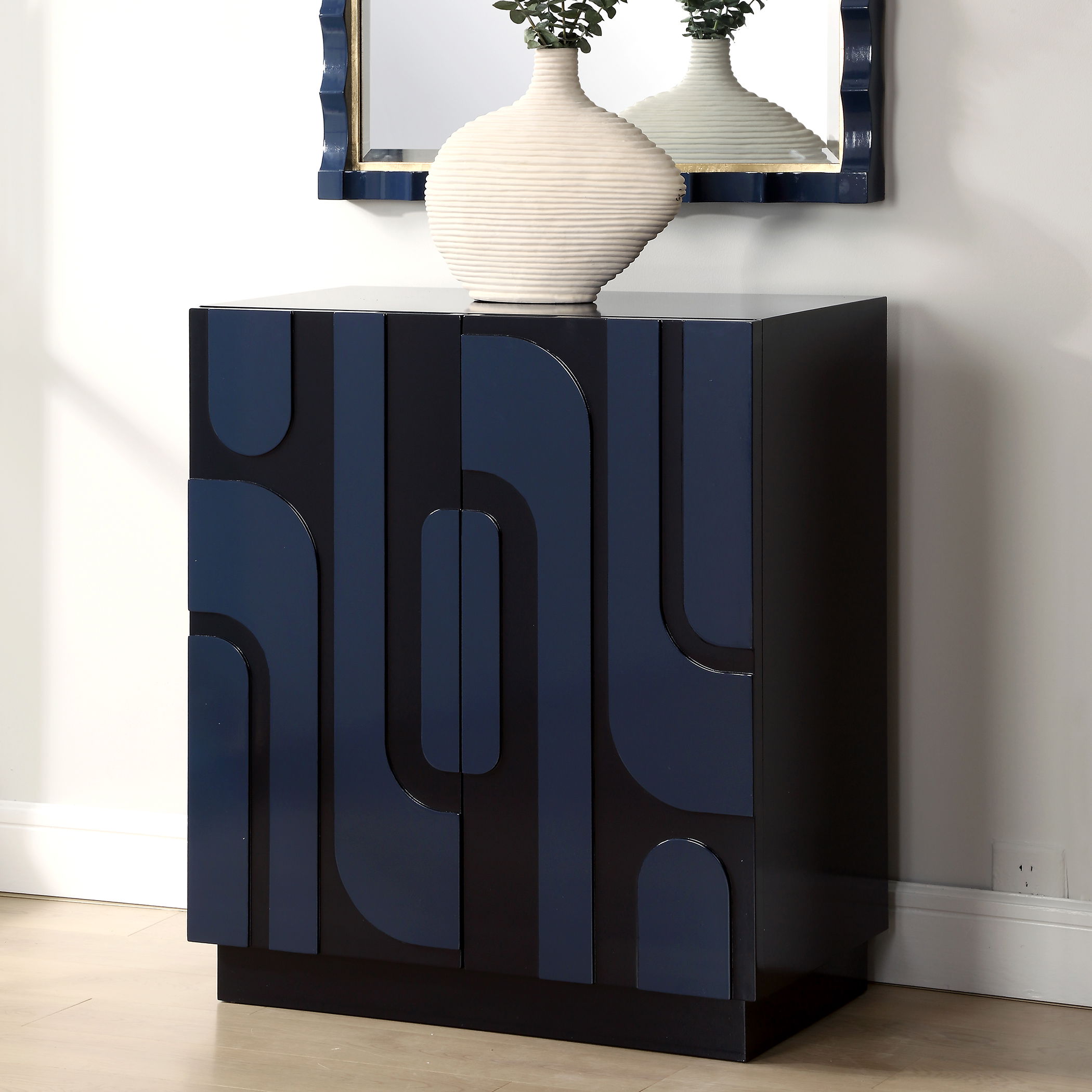 Valeria 2 Door Glossy Blue Cabinet large image 