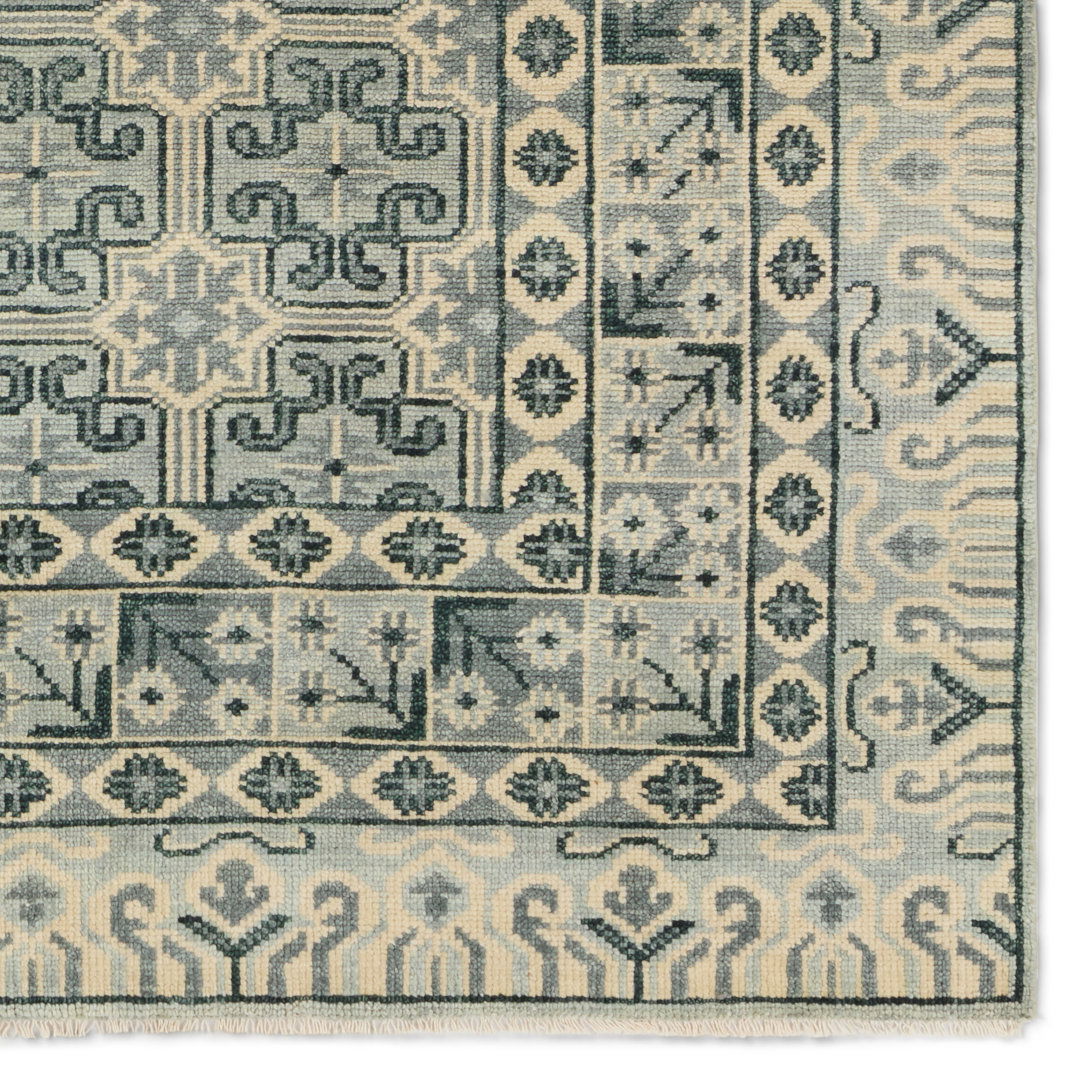 Jaipur Living Stage SLN20 Handknotted Geometric Blue and White Area Rug (10'x14') large image 