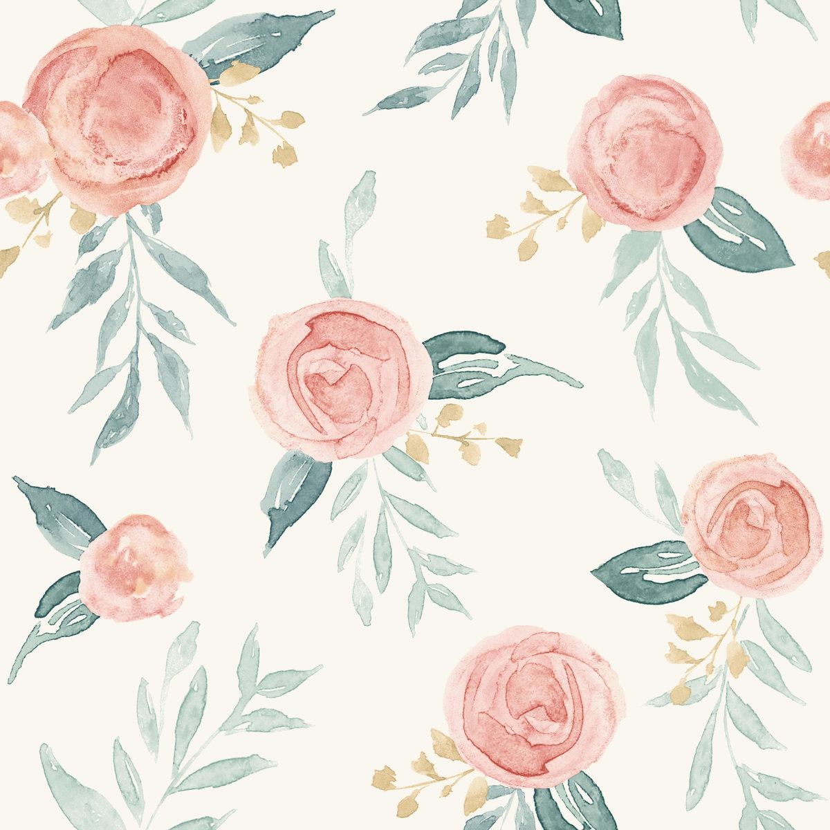 Watercolor Roses Red Wallpaper, by York Wall, 33' length x 1'8.5" width x 0.02" depth View 1