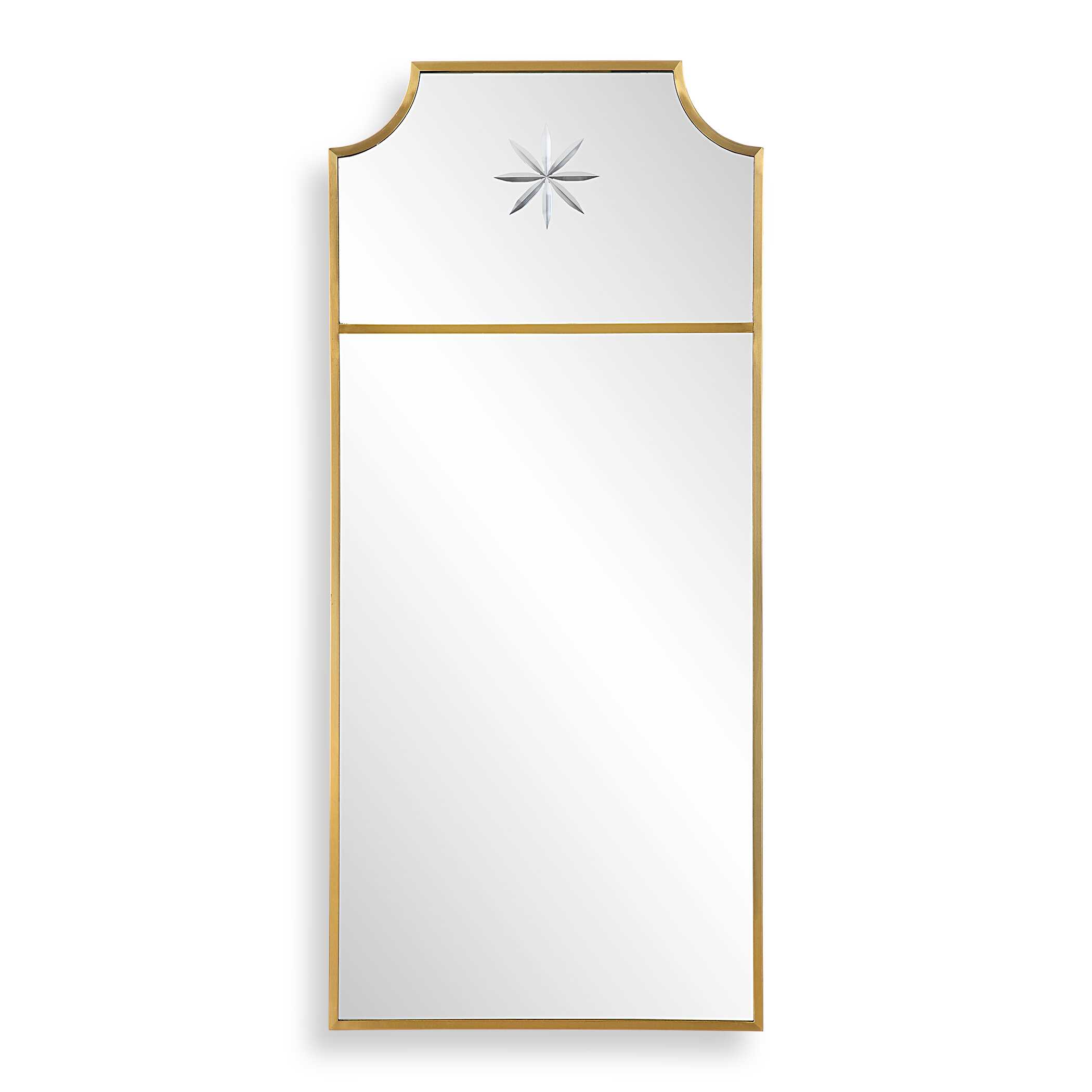 Caddington Tall Brass Mirror, by Uttermost, 18" width x 40" height x 1" depth View 1
