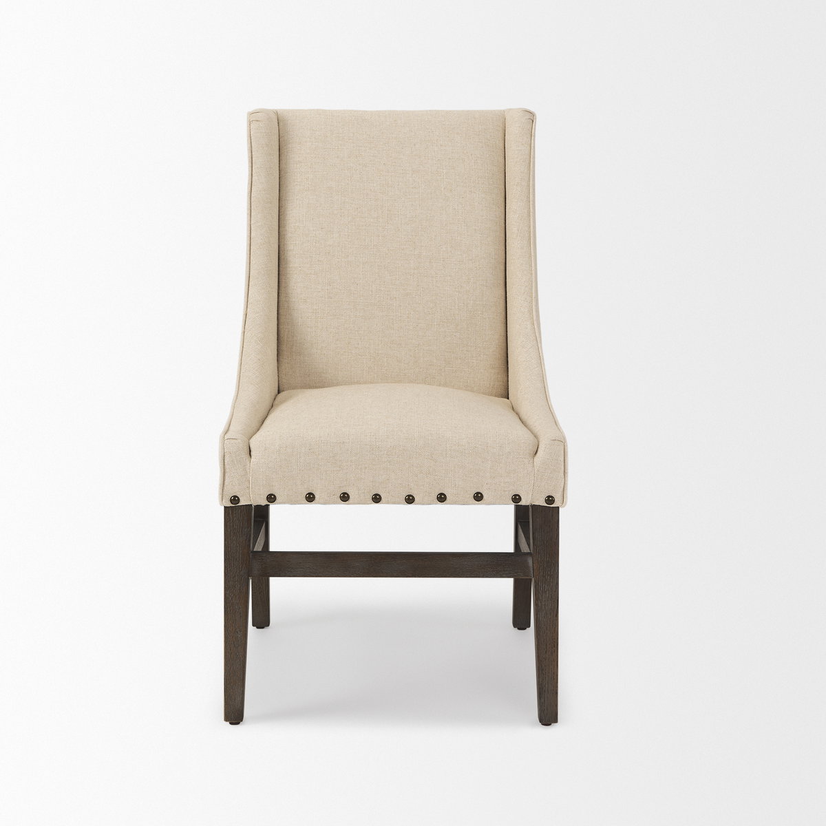 Kensington High-Back Dining Side Chair | Cream Fabric with Wood, Dining Chair by Mercana, 22.25" length x 23.25" width x 39.5" height View 5