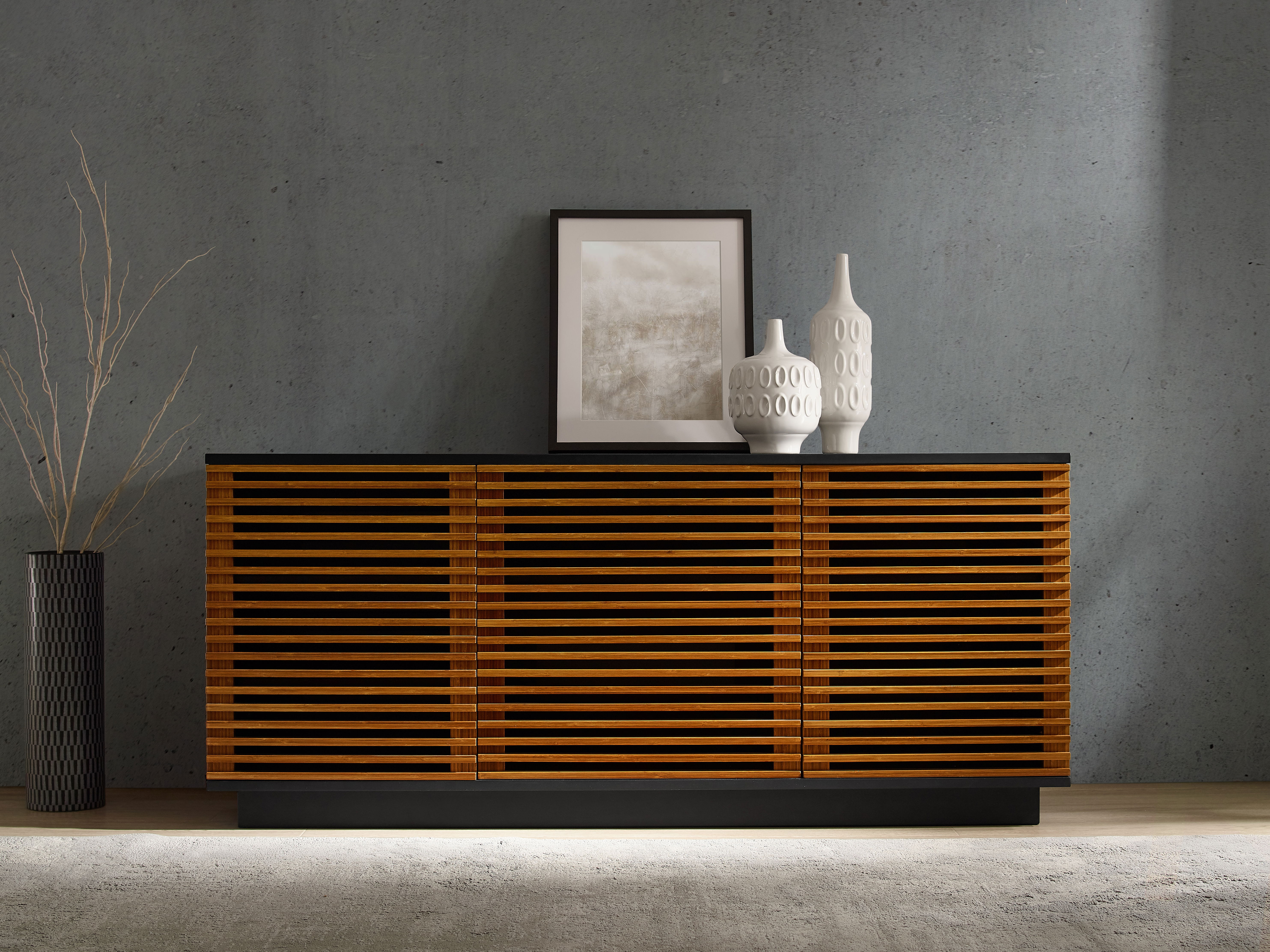 64' Rowan Media Center, Amber, Media Console by Greenington, 64.5" length x 20" width x 27.75" height View 6
