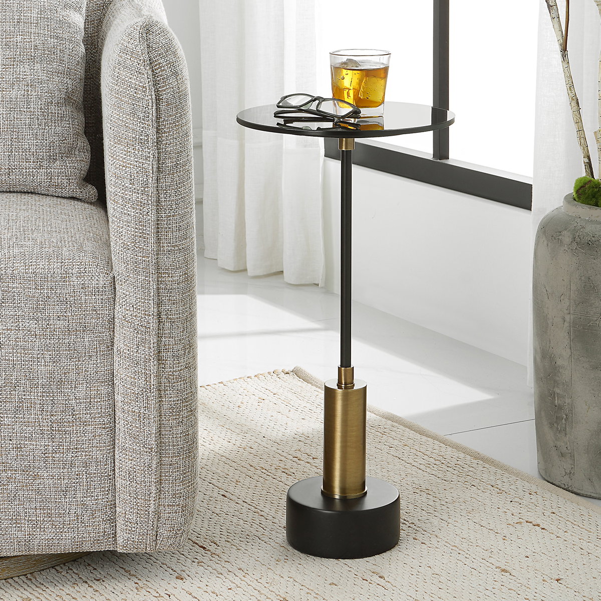 Spector Modern Accent Table, Furniture by Uttermost, 11.75" width x 23.75" height x 11.75" depth View 2